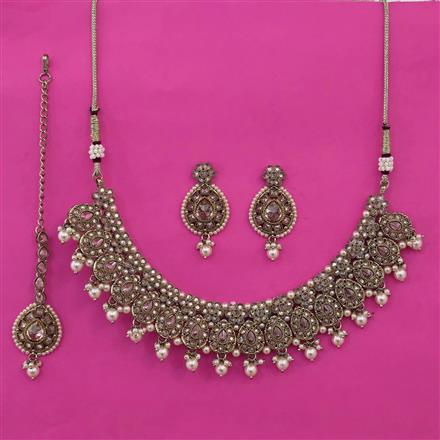 Antique Pearl Necklace with Mehndi Plating