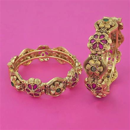 Antique Openable Bangles with Matte Gold Plating