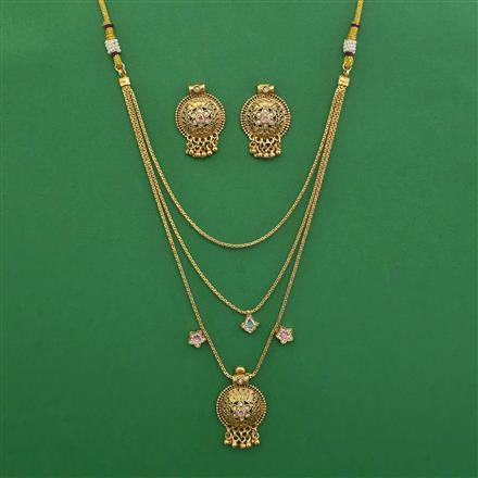 Antique Layered Necklace with Matte Gold Plating