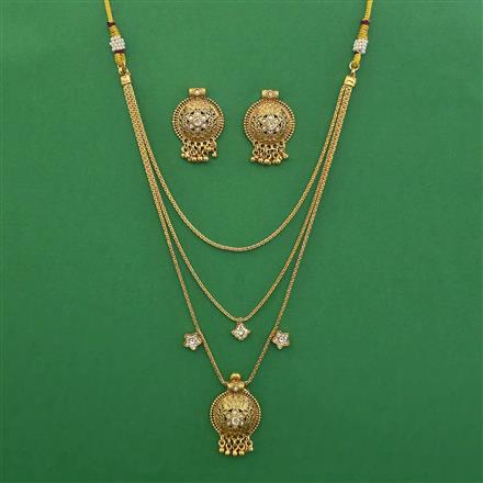 Antique Layered Necklace with Matte Gold Plating