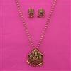 Antique Temple Pendant Set with Matte Gold Plating