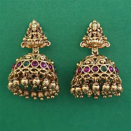 Antique Jhumki with Matte Gold Plating