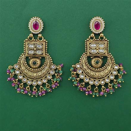 Antique Chand Earring with Matte Gold Plating