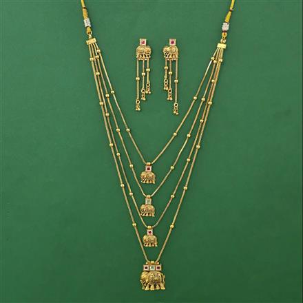 Antique Layered Necklace with Matte Gold Plating