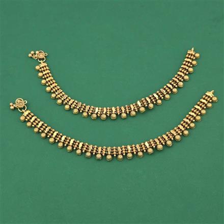 Antique Plain Gold Payal with Matte Gold Plating