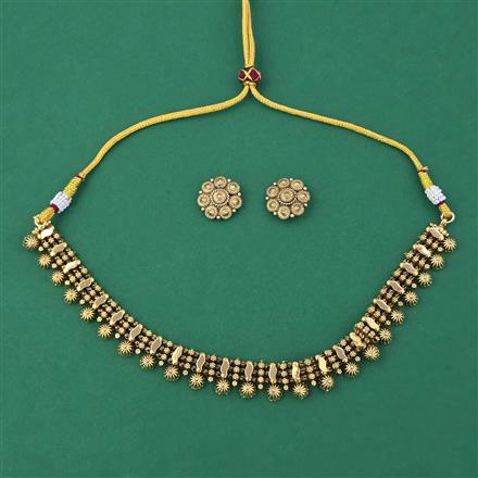 Antique Plain Gold Necklace with Matte Gold Plating
