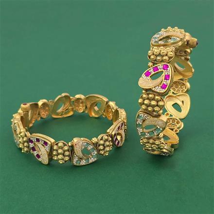 Antique Meenakari 2 Pc Bangles with Matte Gold Plating