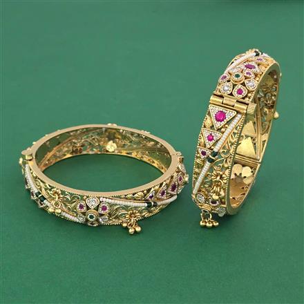 Antique Openable 2 Pc Bangles with Gold Plating