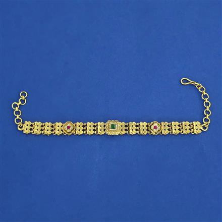Antique Adjustable Bracelet with Matte Gold Plating