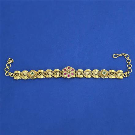 Antique Adjustable Bracelet with Matte Gold Plating