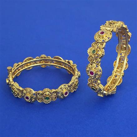 Antique Openable 2 Pc Bangles with Matte Gold Plating