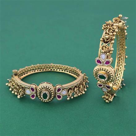 Antique Openable 2 Pc Bangles with Matte Gold Plating