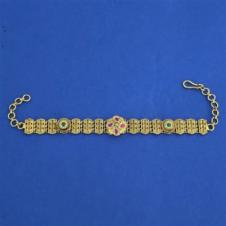 Antique Adjustable Bracelet with Matte Gold Plating