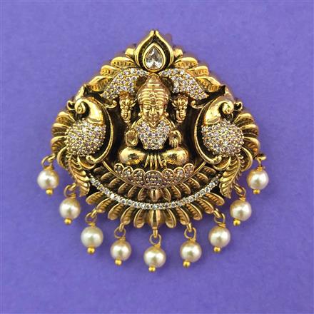 Antique Temple Hair Brooch with Matte Gold Plating