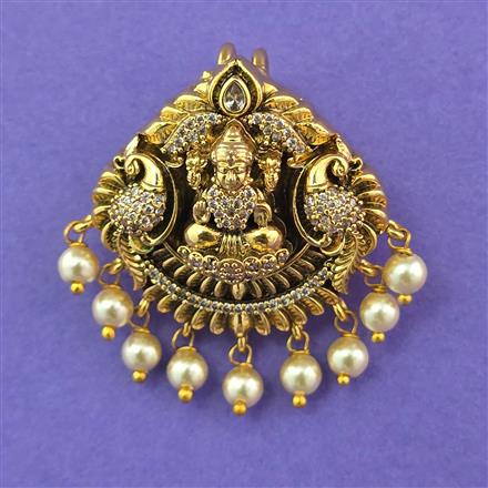 Antique Temple Hair Brooch with Matte Gold Plating