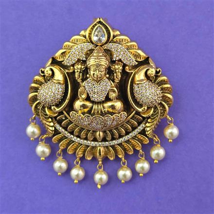 Antique Temple Hair Brooch with Matte Gold Plating