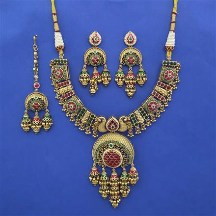 Antique Birds Necklace with Matte Gold Plating