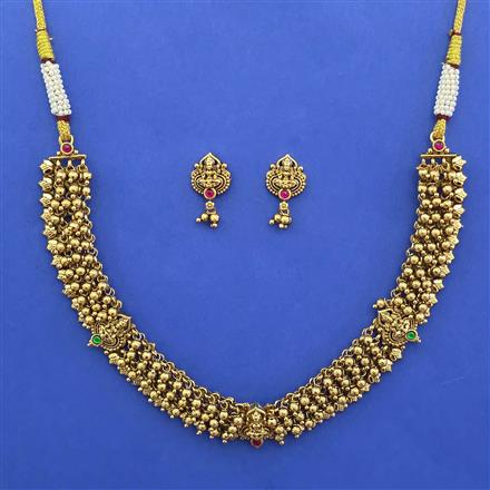 Antique Temple Necklace with Matte Gold Plating