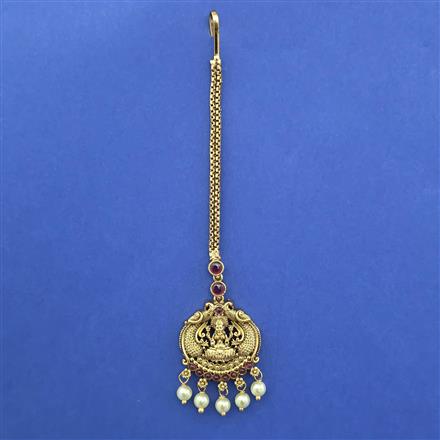 Antique Temple Tikka with Matte Gold Plating