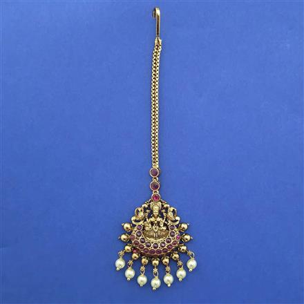 Antique Temple Tikka with Matte Gold Plating
