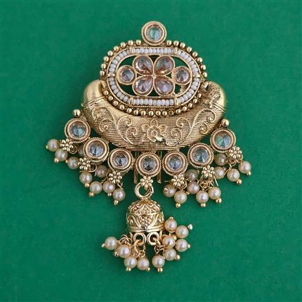 Antique Pearl Hair Brooch with Gold Plating