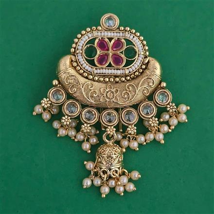 Antique Pearl Hair Brooch with Gold Plating