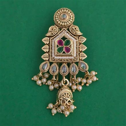 Antique Pearl Hair Brooch with Gold Plating