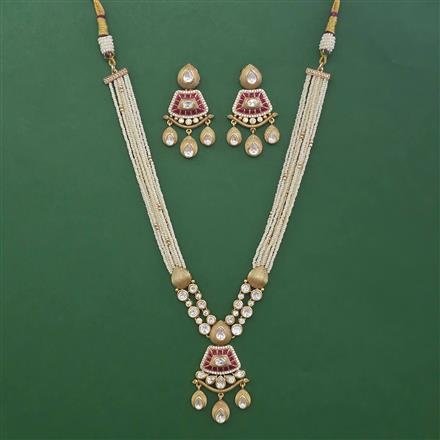 Antique Pearl Necklace with Matte Gold Plating