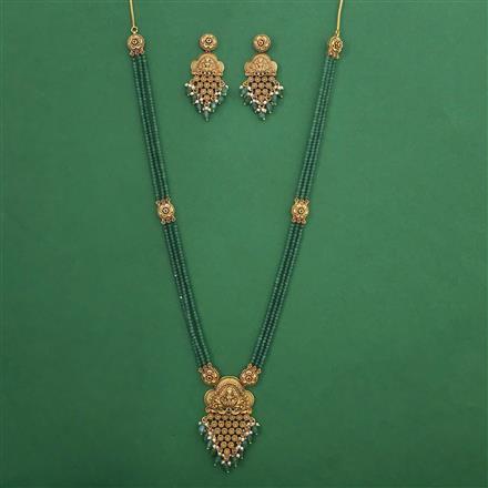 Antique Temple Pendant Set with Matte Gold Plating