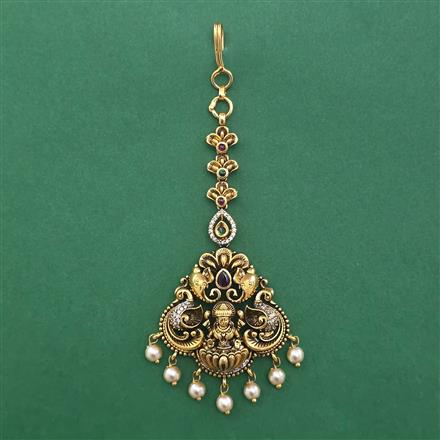 Antique Temple Tikka with Matte Gold Plating