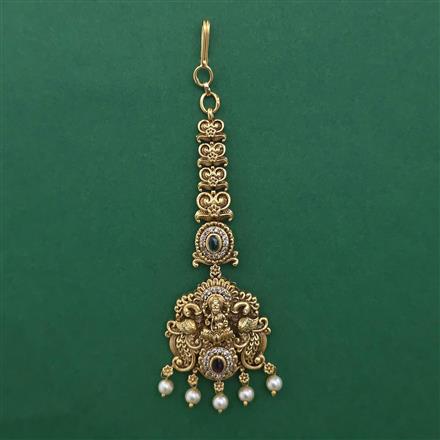 Antique Temple Tikka with Matte Gold Plating