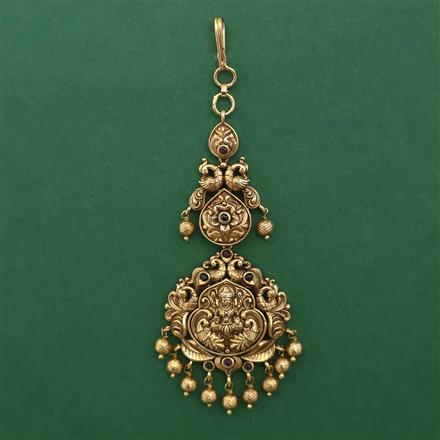 Antique Temple Tikka with Matte Gold Plating