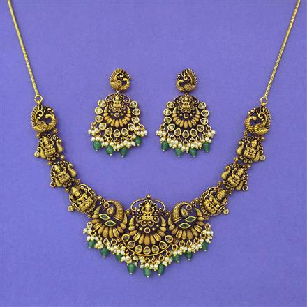 Antique Temple Necklace with Matte Gold Plating