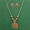 Antique Temple Pendant Set with Matte Gold Plating