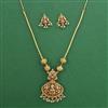 Antique Temple Pendant Set with Matte Gold Plating