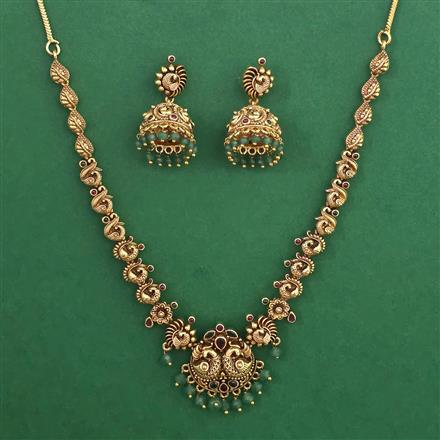 Antique Birds Necklace with Matte Gold Plating