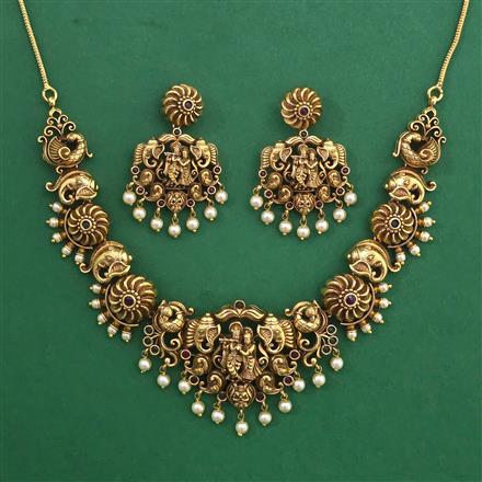 Antique Temple Necklace with Matte Gold Plating