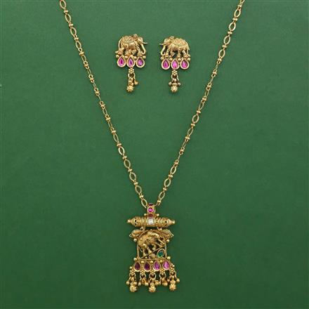 Antique Animal Pendant Set with Matte Gold Plating