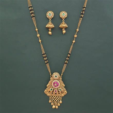 Antique Long Mangalsutra with Matte Gold Plating