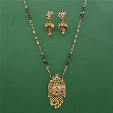 Antique Long Mangalsutra with Matte Gold Plating