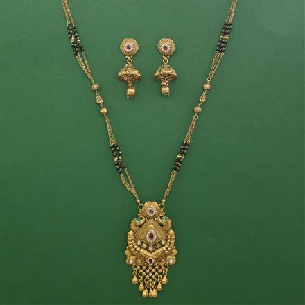 Antique Long Mangalsutra with Matte Gold Plating