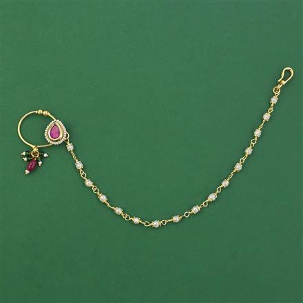 Antique Pearl Nose Ring with Gold Plating