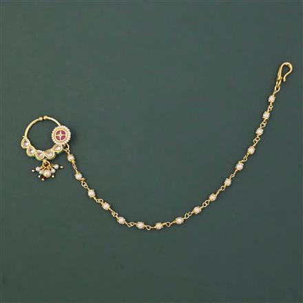 Antique Pearl Nose Ring with Gold Plating