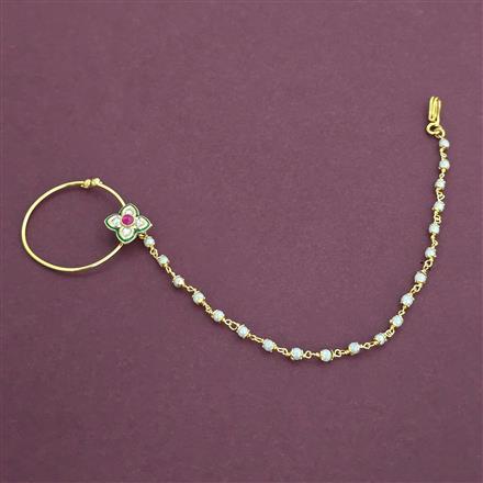 Antique Pearl Nose Ring with Gold Plating