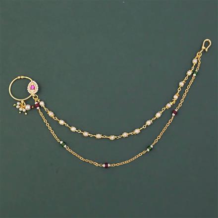Antique Pearl Nose Ring with Gold Plating