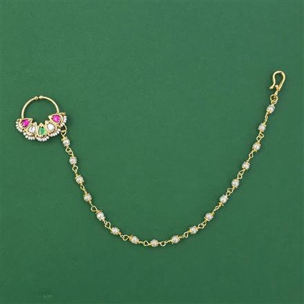 Antique Pearl Nose Ring with Gold Plating
