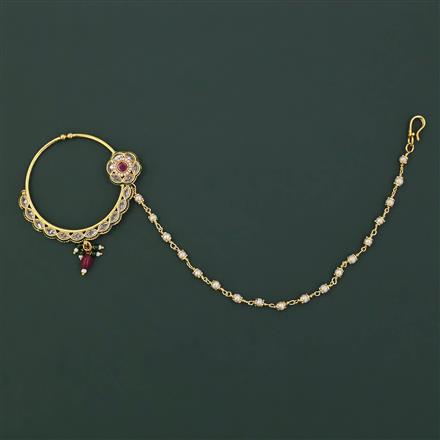 Antique Pearl Nose Ring with Gold Plating