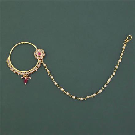 Antique Pearl Nose Ring with Gold Plating