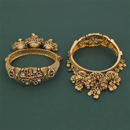 Antique Kashmiri 2 Pc Bangles with Matte Gold Plating