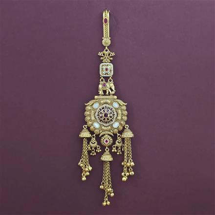 Antique Pearl Jhuda with Matte Gold Plating